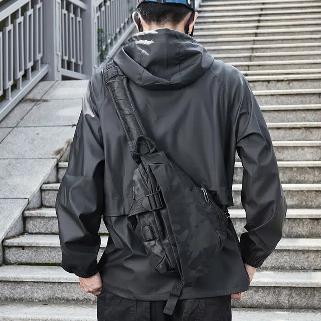 木村耀司 休闲百搭便捷双侧插袋 牛津纺 胸包 男女通用 黑色/迷彩黑