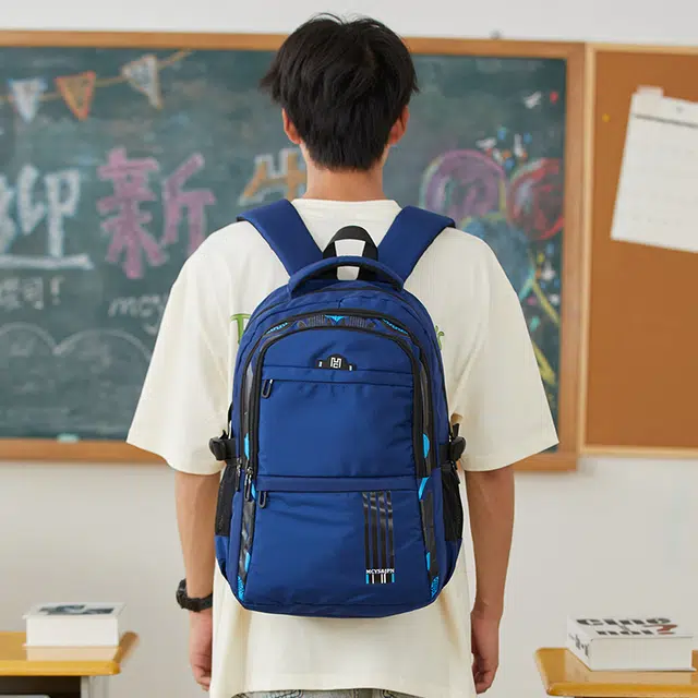 木村耀司 休闲简约百搭大容量牛津纺通勤潮流多功能旅游双肩包旅行包电脑包背包 男女同款 藏青蓝黑