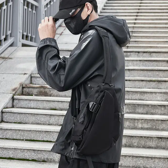 木村耀司 休闲百搭便捷双侧插袋 牛津纺 胸包 男女通用 黑色/迷彩黑