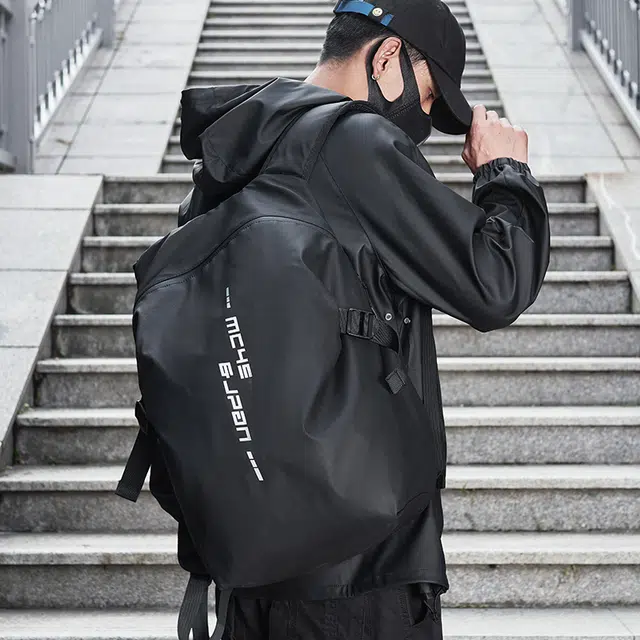 木村耀司 骑行背包多功能双开品，多隔层分区运动大容量学生旅行 涤纶 蓝球包旅行包书包背包双肩包 大号 男款 黑色
