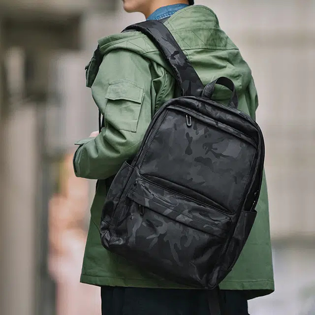 木村耀司 休闲运动简约百搭大容量通勤潮流多功能旅游运动多口袋 涤纶 电脑包旅行包书背包双肩包 男 黑色/迷彩黑 常规