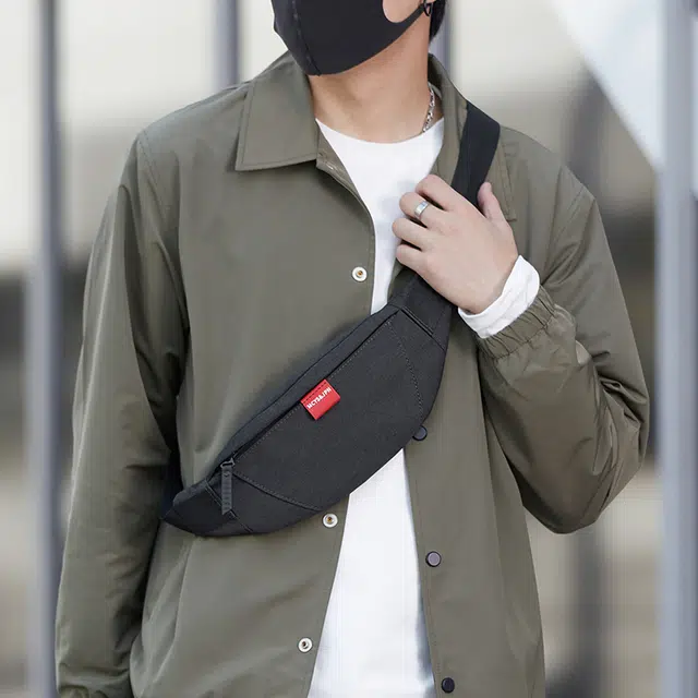 木村耀司 潮牌男休闲百搭大容量随身旅行轻便时尚潮流女 牛津纺 胸包斜挎包单肩包 常规 男女同款情侣款 黑色