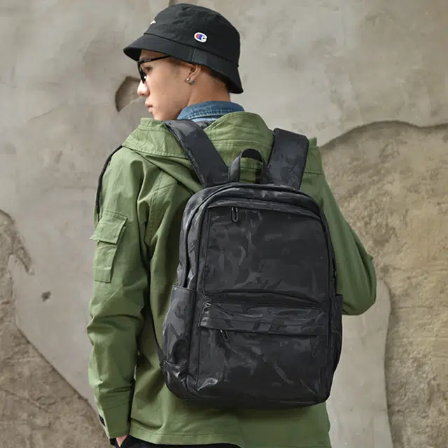 木村耀司 休闲运动简约百搭大容量通勤潮流多功能旅游运动多口袋 涤纶 电脑包旅行包书背包双肩包 男 黑色/迷彩黑 常规