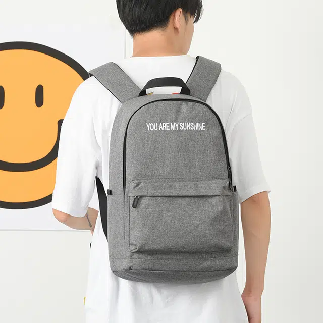 木村耀司 休闲百搭校园大容量上班通勤潮流防水多功能旅游 牛津纺 双肩包书包旅行包电脑包背包 男女款 黑色/灰色 中号