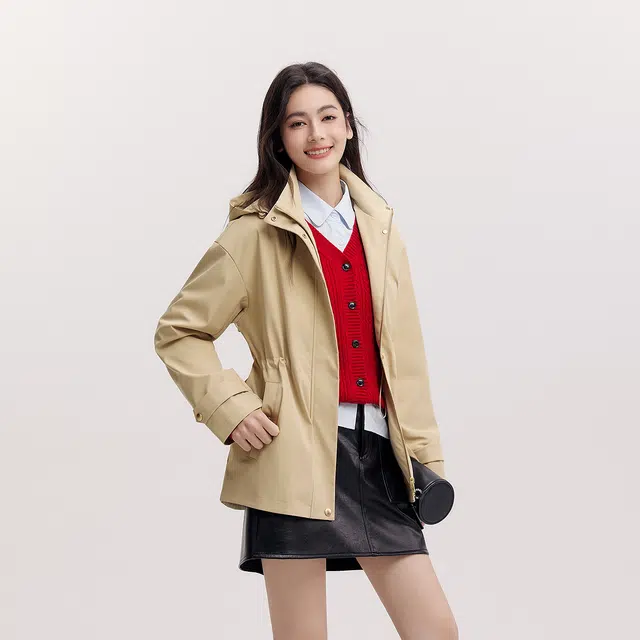 森马 防护中长款三防防风夹克外套 女款