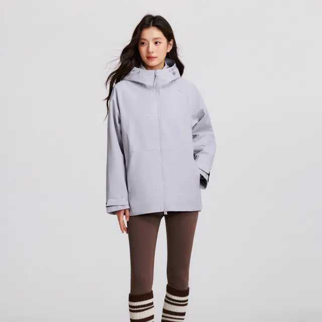 森马 甜美宽松插肩袖拉链连帽长袖夹克外套 女款