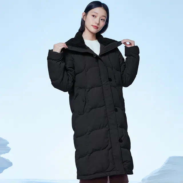 森马 仿羊羔毛大翻领保暖肌理羽绒服 女款