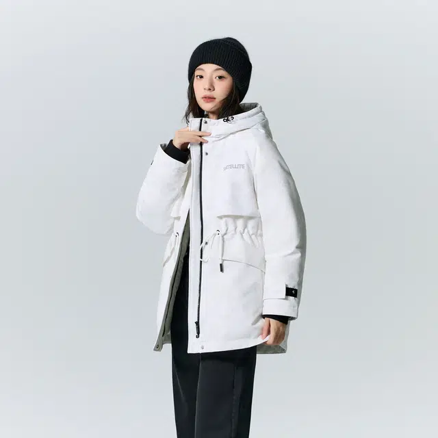 森马 长光卫星联名羽绒服女中长款收腰三防羽绒服 女款