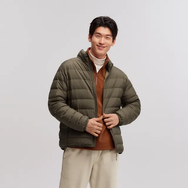 森马 防水薄款纯色百搭立领羽绒服 男女同款