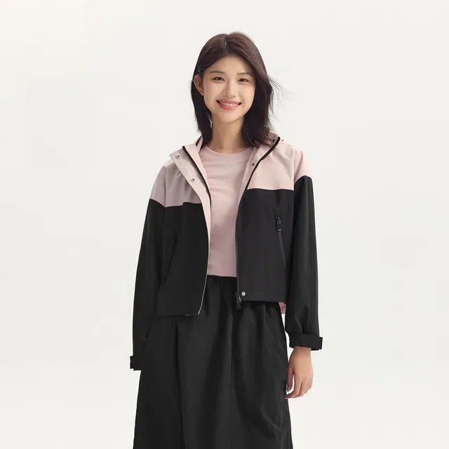 森马 连帽落肩短款三防夹克外套 女款