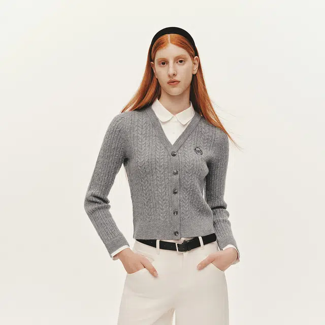 森马 针织开衫冬季字母常规甜美风截短上衣 女款