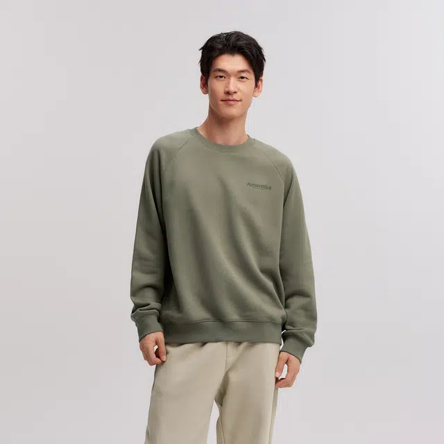 森马 发热抑菌抓绒内搭时尚印花休闲插肩袖卫衣 男款