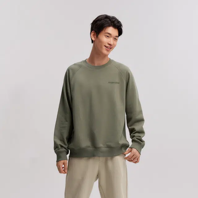 森马 发热抑菌抓绒内搭时尚印花休闲插肩袖卫衣 男款