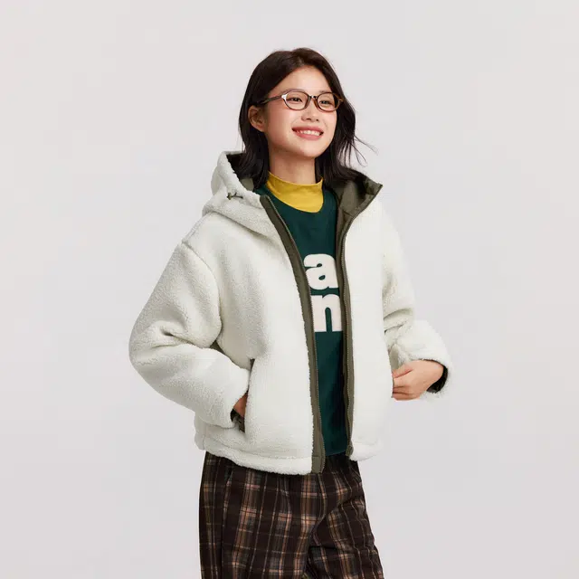 森马 纯色连帽宽松撞色长袖夹克外套 女款