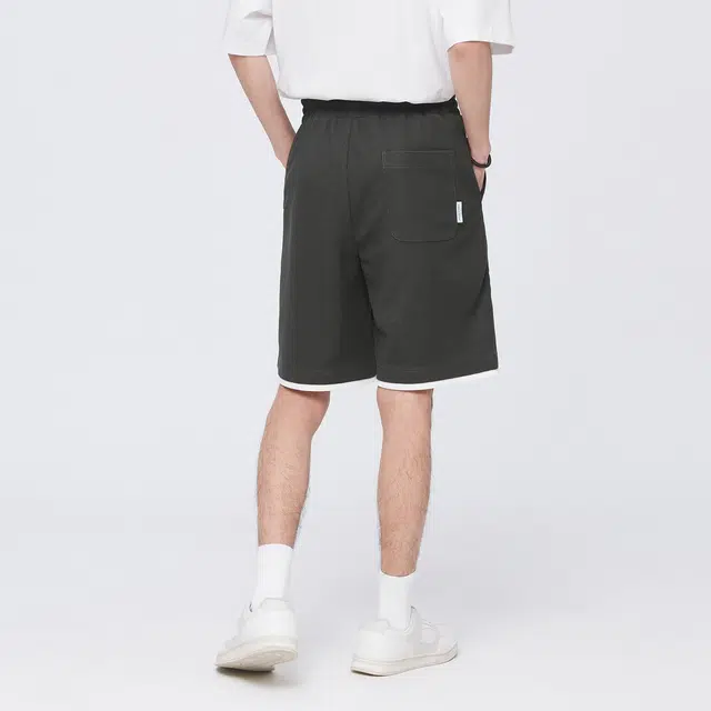 森马 字母刺绣拼接假两件设计抽绳直筒休闲短裤 男款