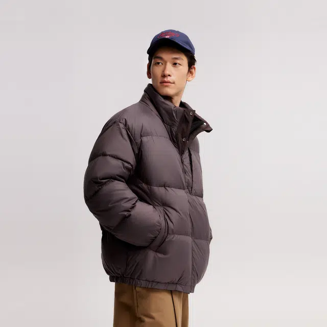 森马 宽松双面穿保暖立领百搭潮羽绒服 男款