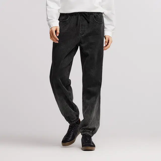 森马 渐变束脚松紧腰长裤牛仔裤 男款