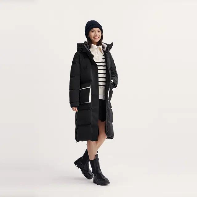 森马 冬季连帽休闲纯色百搭舒适时尚通勤长袖羽绒服 女款
