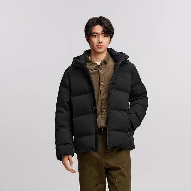 森马 防水肌理感连帽长袖时尚百搭羽绒服 男款