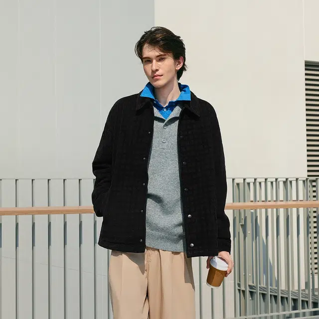 森马 肌理雪尼尔翻领时尚潮酷宽松牛仔外套 男款