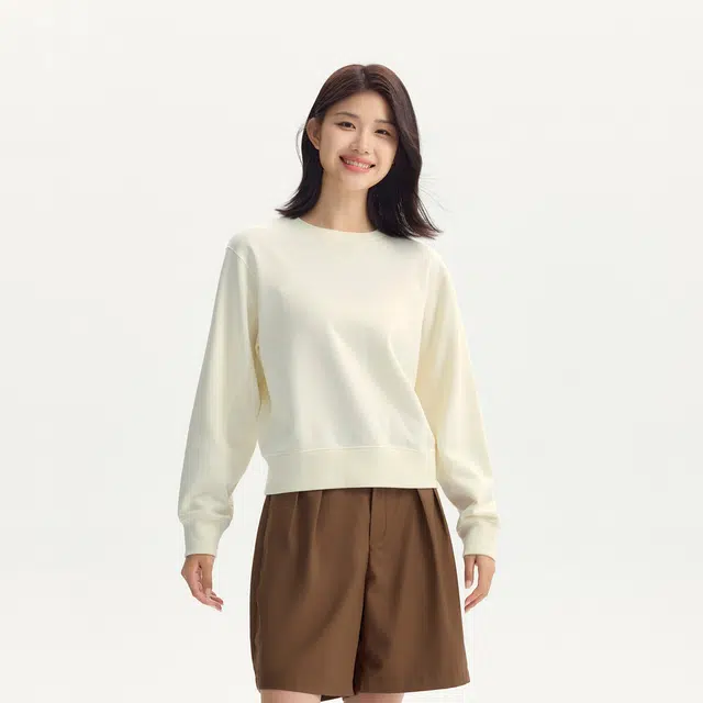 森马 圆领宽松纯色长袖卫衣 女款