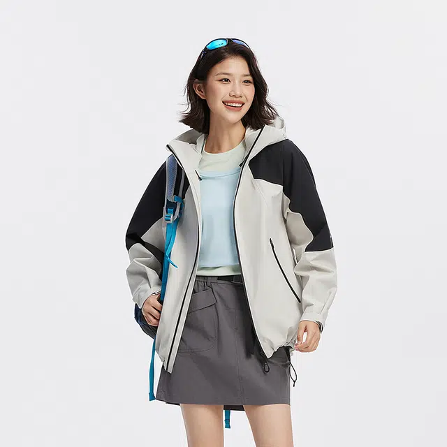 森马  情侣款软壳夹克宽松连帽  防风防雨冲锋衣 男款