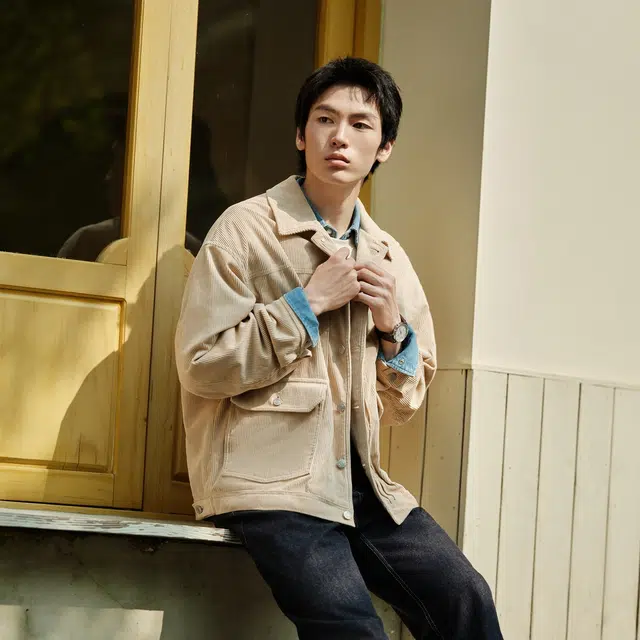 森马 休闲肌理感复古时尚百搭夹克外套 男款