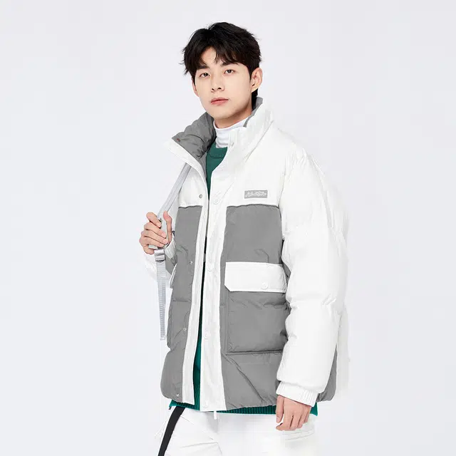 森马 工装时尚简约撞色拼接保暖羽绒服 男款