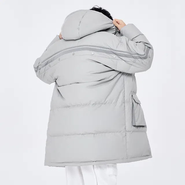 森马 字母印花连帽超宽松中长款羽绒服 男款