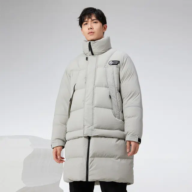 熊猫 休闲运动保暖防风三防可拆卸下摆羽绒服 男女同款