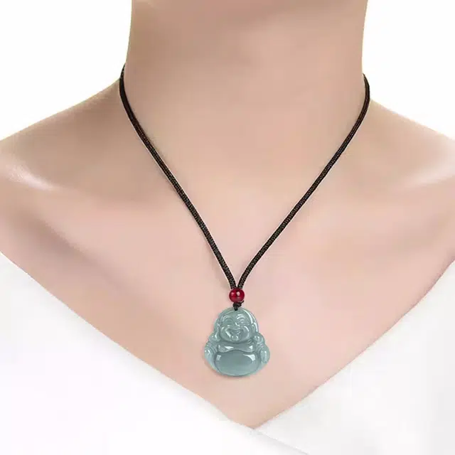 静汝玉 蓝水中号观音佛像玉石挂饰 冰种 翡翠吊坠 男女同款情侣款