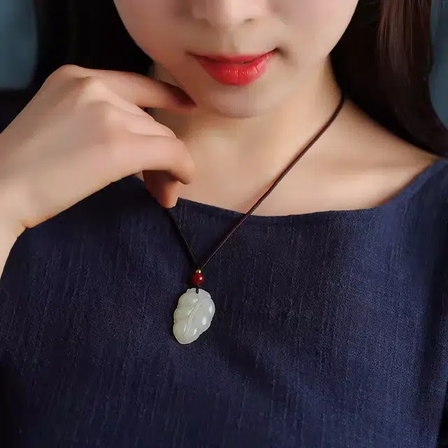 静汝玉 树叶 挂件金枝玉叶 和田玉 吊坠 男女同款情侣款 白玉