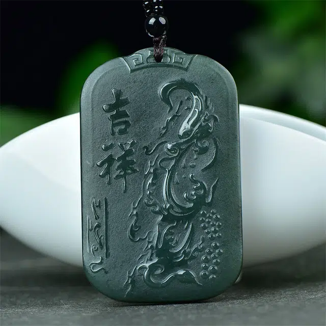静汝玉 双面雕刻吉祥观音玉坠挂件玉佩 和田玉项链 青玉 男女同款情侣款