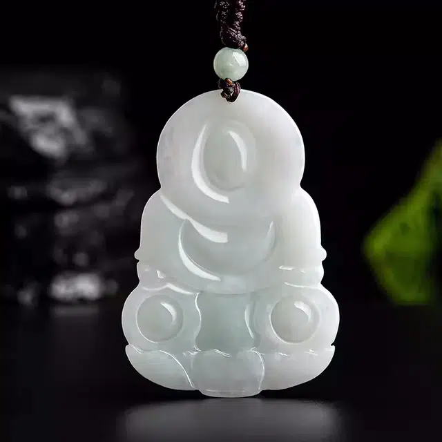 静汝玉 挂件观音 冰种 翡翠吊坠 男款