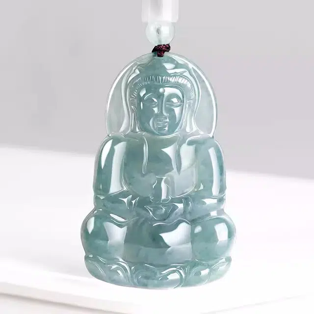 静汝玉 蓝水厚观音 冰种 翡翠吊坠 男女同款情侣款