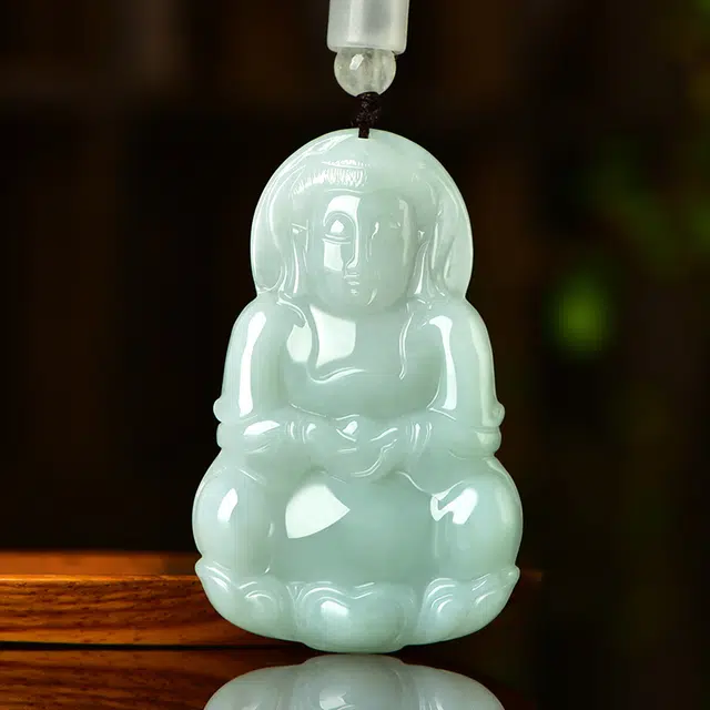 静汝玉 观音玉观音挂件 冰种 吊坠 男款