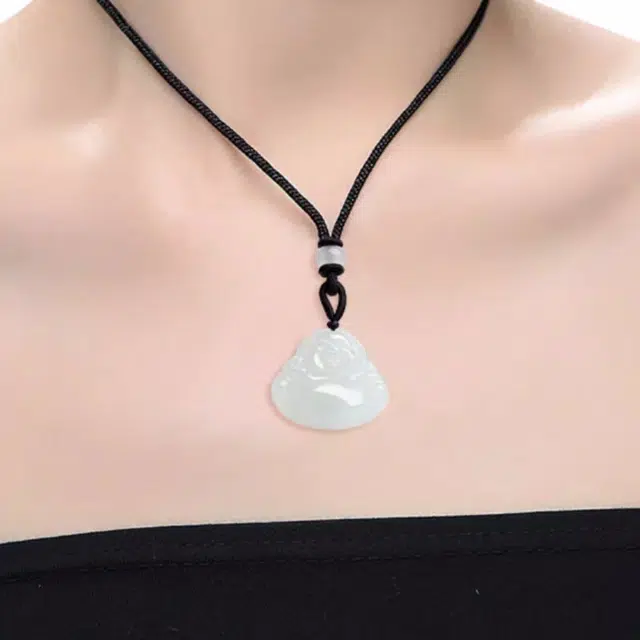 静汝玉 翡翠佛公笑佛弥勒挂件 糯种 吊坠 女款