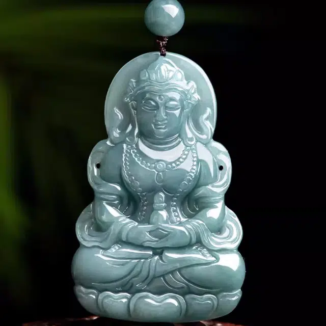 静汝玉 翡翠蓝水度母观音 冰种 吊坠 男女同款情侣款