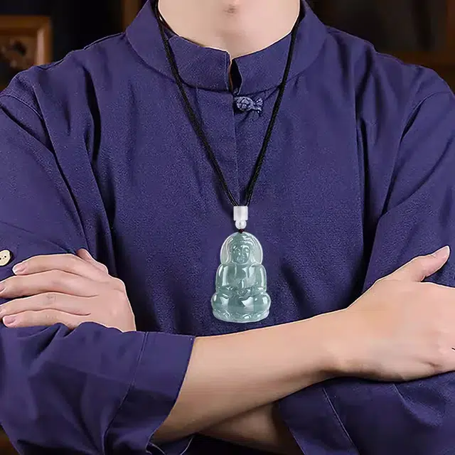 静汝玉 蓝水厚观音 冰种 翡翠吊坠 男女同款情侣款