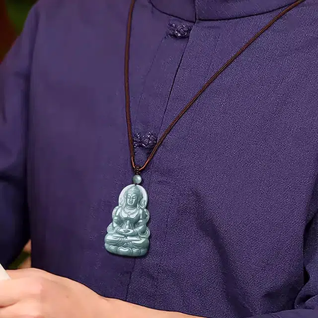 静汝玉 翡翠蓝水度母观音 冰种 吊坠 男女同款情侣款