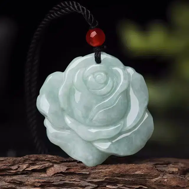 静汝玉 玫瑰花挂件花件玉坠 糯种 吊坠 女款
