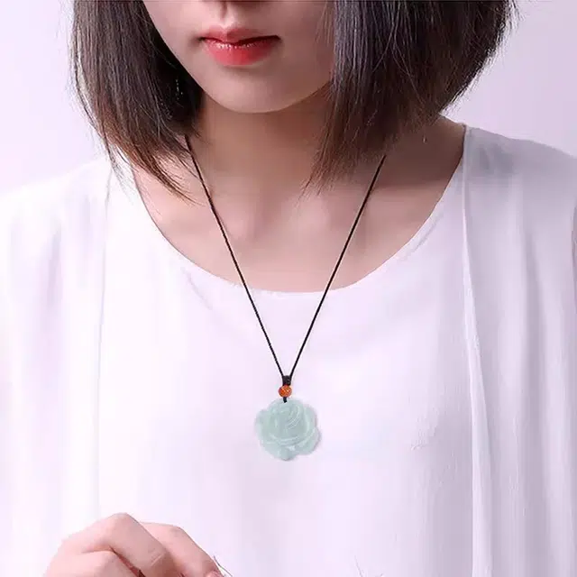 静汝玉 玫瑰花挂件花件玉坠 糯种 吊坠 女款
