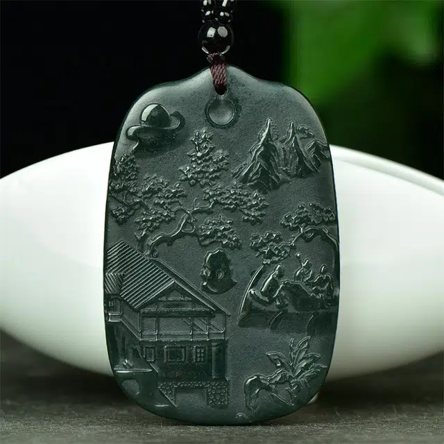 静汝玉 国潮风吉祥观音 精致玉坠玉佩 和田玉项链 青玉 男女同款情侣款