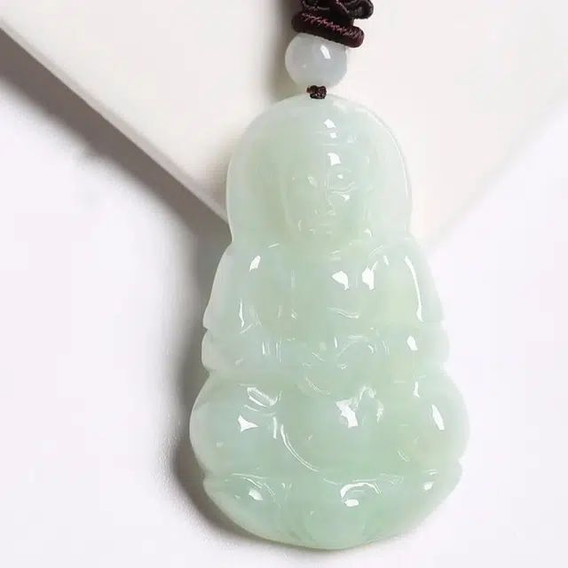 静汝玉 观音牌 冰种 翡翠吊坠 男款