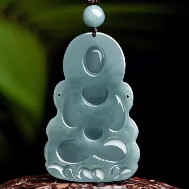 静汝玉 翡翠蓝水度母观音 冰种 吊坠 男女同款情侣款