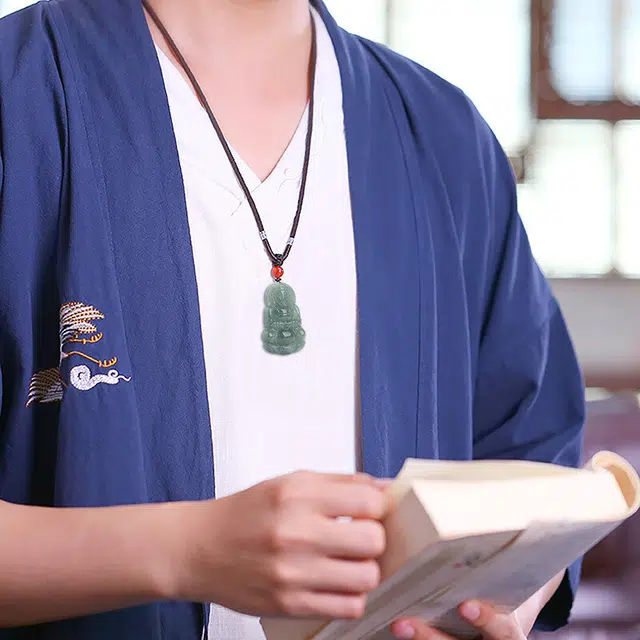 静汝玉 油青观音守护神佛像挂件 冰种 吊坠 男女同款情侣款
