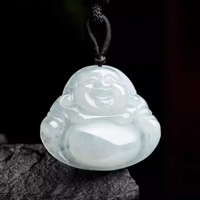 静汝玉 佛公 弥勒佛 糯种 翡翠吊坠 女款