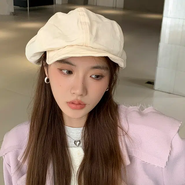 艾佳微 日系复古显脸小云朵 棉麻 贝雷帽 女款