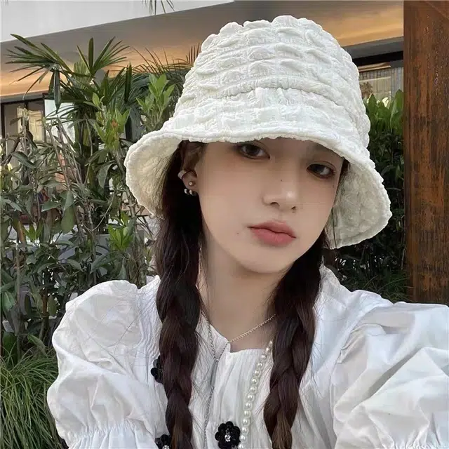 艾佳微 百搭显脸小防晒素颜小清新可爱水桶盆帽 腈纶 渔夫帽 女款