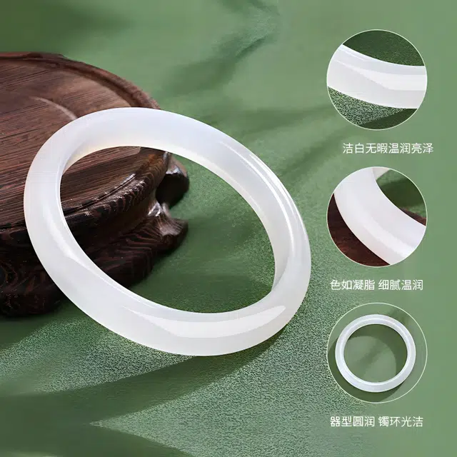 【附证书天然】 老作坊 白月光  美人条 荔枝冻通透洁白 细腻有光泽 新中式宫廷风 妈妈 浑然天成天然 金丝玉 玉石手镯 女款